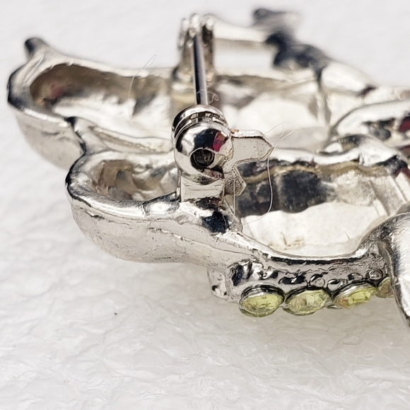 Lovebirds Sitting On a Branch Rhinestone Feathers Brooch - Picture 4 of 9